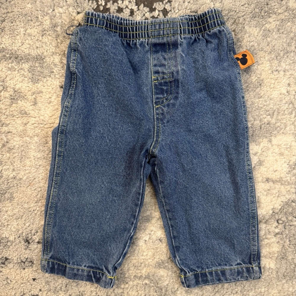 Disney Baby Denim Pants Mickey Mouse Tab Size 12 Months